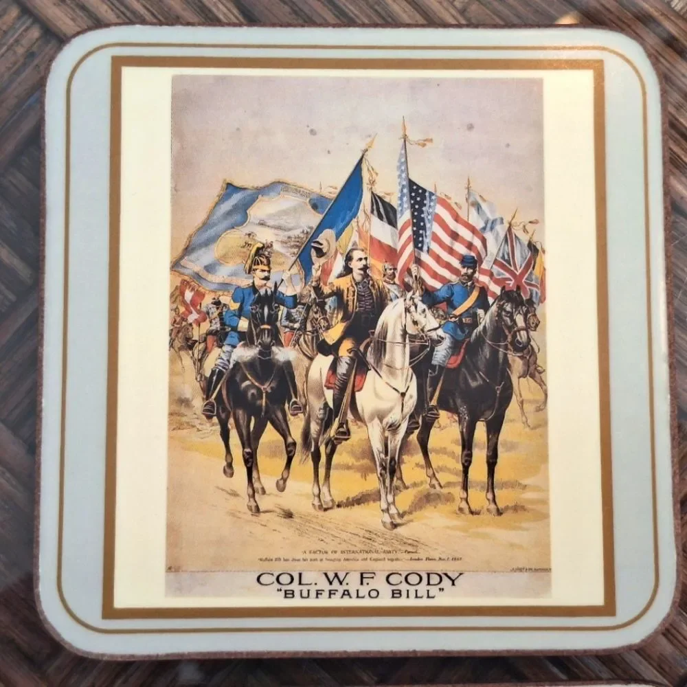 Vintage Pimpernel Coasters Buffalo Bill Wild West Made in England Six Boxed (6)
